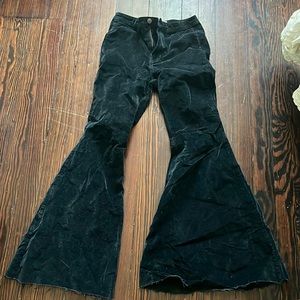 Free people black velvet bell bottoms